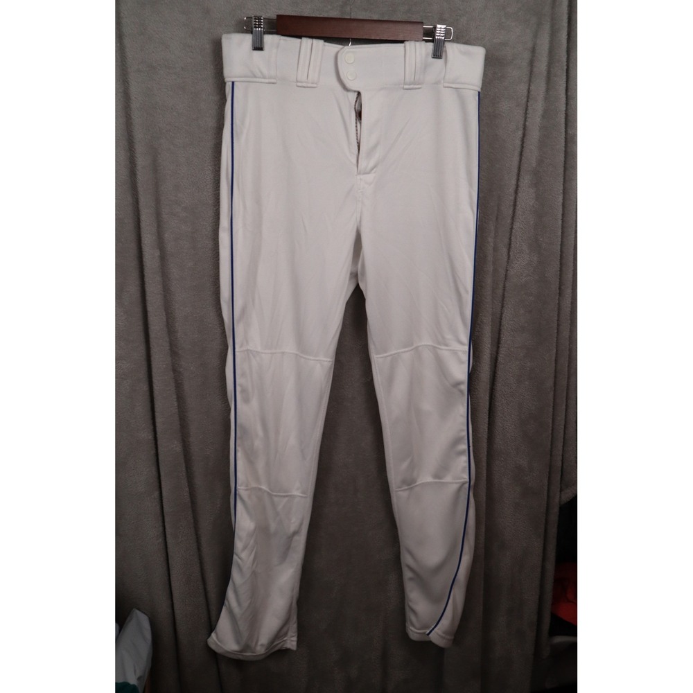 Rawlings Mens White Blue Piping Pro-Dri Semi-Relaxed Baseball Pants PRO150P M